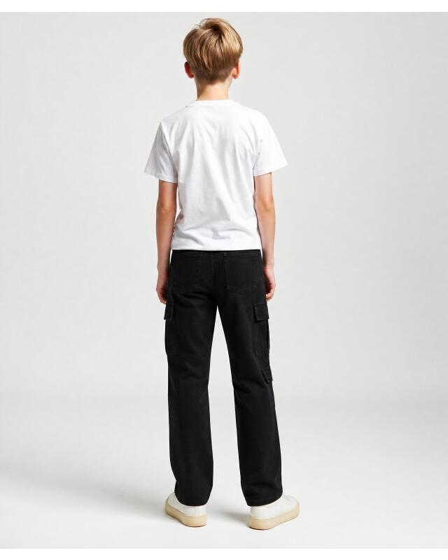 Pantalons cargo garçon, noir (KiK Schwarze Cargohosen (schwarz)) — KiK, produit allemand authentique au Maroc
