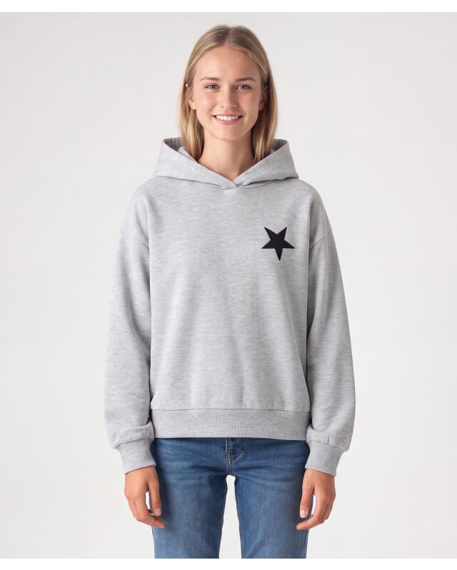 Sweatshirt with patches for girls, light grey marl — KiK, authentic German product in Morocco