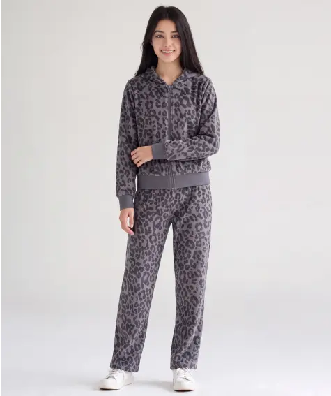 Nicki-Jacke + Nicki-Hose mit Leo-Allover-Print