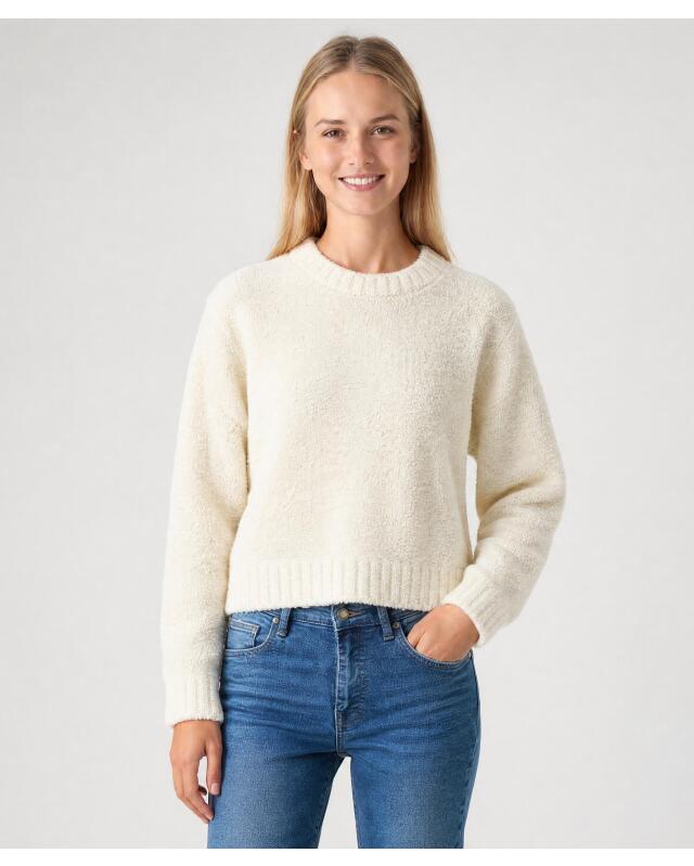 Pull moelleux fille, blanc cassé (KiK Flauschpullover in Offwhite (offwhite)) — KiK, produit allemand authentique au Maroc