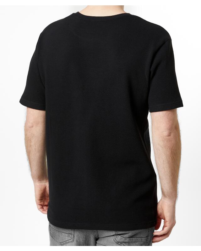 T-shirt côtelé homme, noir (KiK Geripptes T-Shirt (schwarz)) — KiK, produit allemand authentique au Maroc