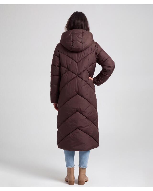 Manteau matelassé long femme, marron (KiK Langer Steppmantel (braun)) — KiK, produit allemand authentique au Maroc