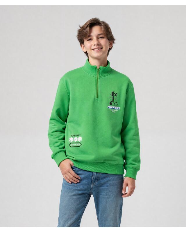 Sweatshirt with stand-up collar for boys, green (KiK Sweatshirt mit Stehkragen (grün)) — KiK, authentic German product in Morocco