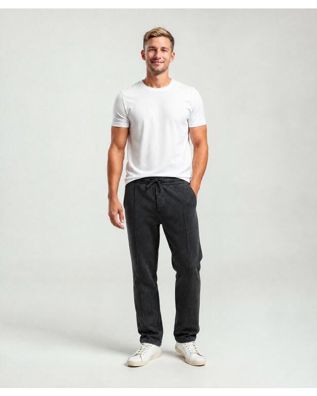 Acid-wash joggers for men, black (KiK Jogginghose Acid-washed (schwarz)) — KiK, authentic German product in Morocco