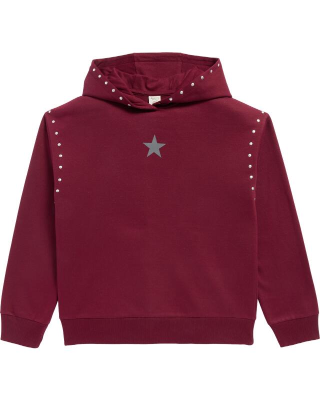 سويتشيرت بمسامير زخرفية للبنات، أحمر نبيذي (KiK Sweatshirt mit Nieten (weinrot)) — KiK, منتج ألماني أصلي في المغرب