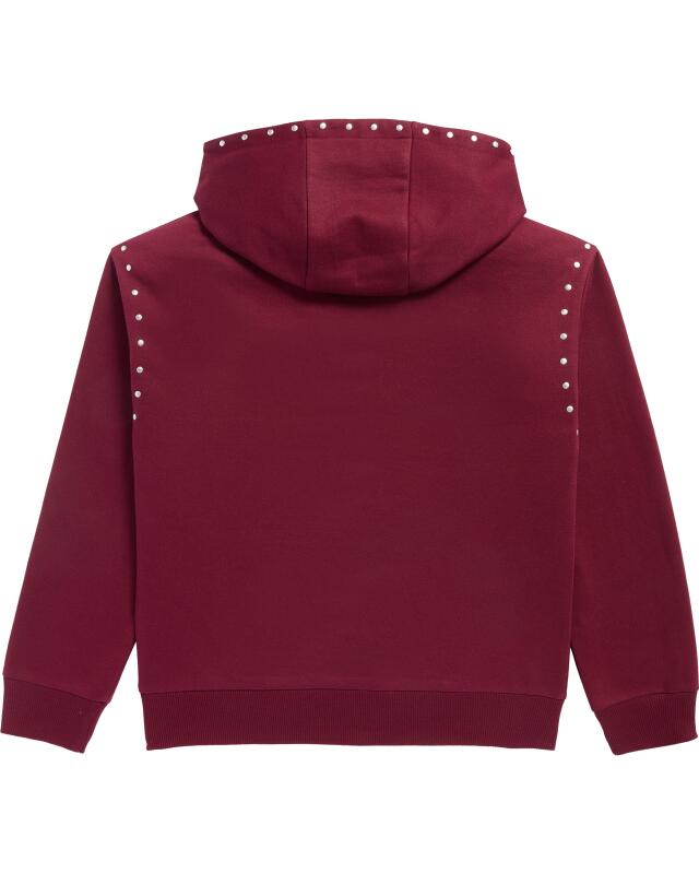 سويتشيرت بمسامير زخرفية للبنات، أحمر نبيذي (KiK Sweatshirt mit Nieten (weinrot)) — KiK, منتج ألماني أصلي في المغرب