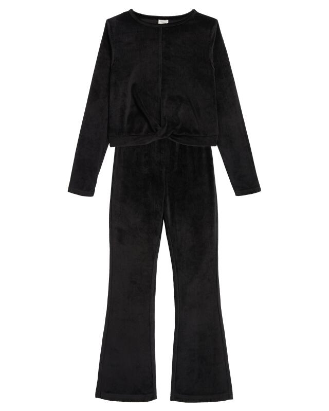 Long-sleeve top + velvet trousers for girls, black (KiK Langarmshirt und Hose Samt (schwarz)) — KiK, authentic German product in Morocco
