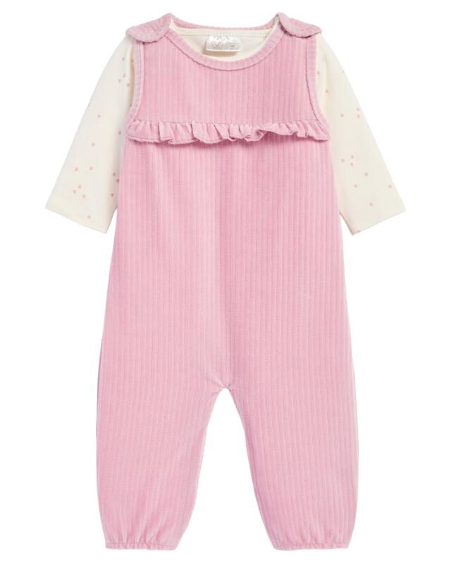 Newborn sleepsuit + bodysuit for girls, light pink — KiK, authentic German product in Morocco