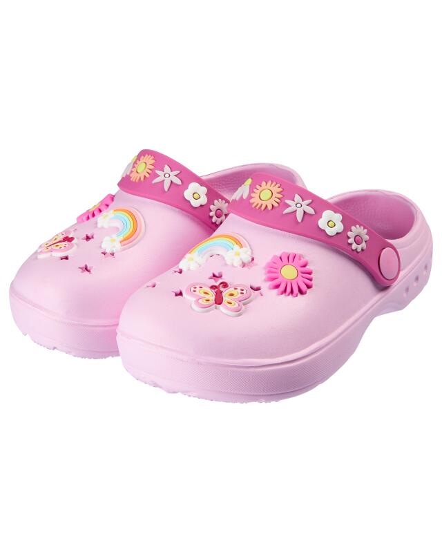 Clogs with appliqués for girls, pink (KiK Clogs mit Applikationen (rosa)) — KiK, authentic German product in Morocco