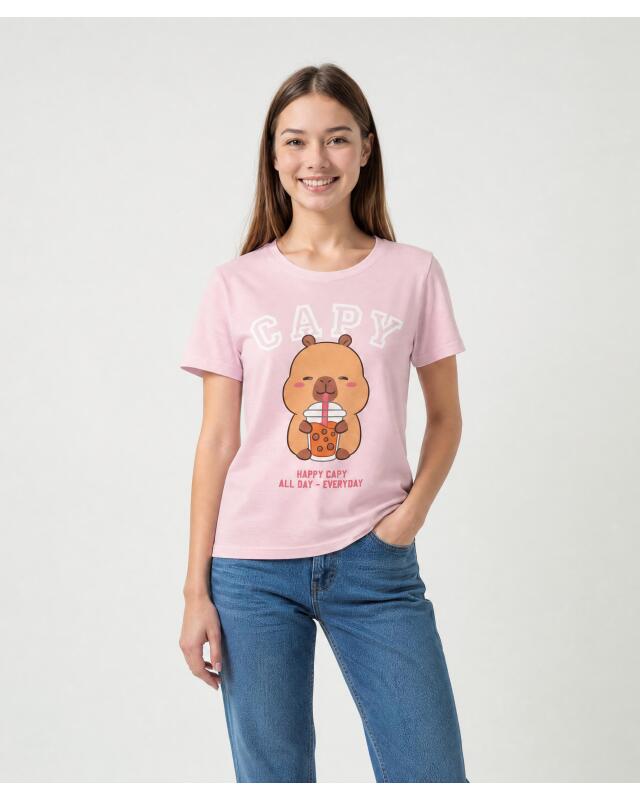 T-shirt Capyfun fille, rose (KiK Capyfun T-Shirt (rosa)) — KiK, produit allemand authentique au Maroc