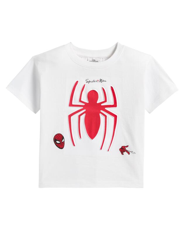 T-shirt à imprimé en relief garçon, blanc (KiK T-Shirt mit erhabenem Print (weiß)) — KiK, produit allemand authentique au Maroc