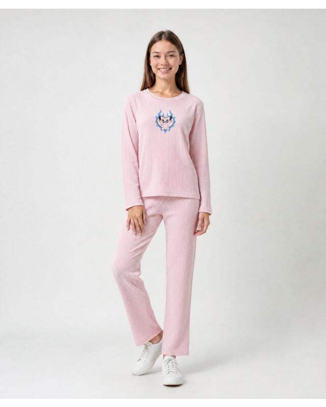 Fluffy top + trousers for girls, dusty pink (KiK Flauschshirt + Flauschhose (altrosa)) — KiK, authentic German product in Morocco