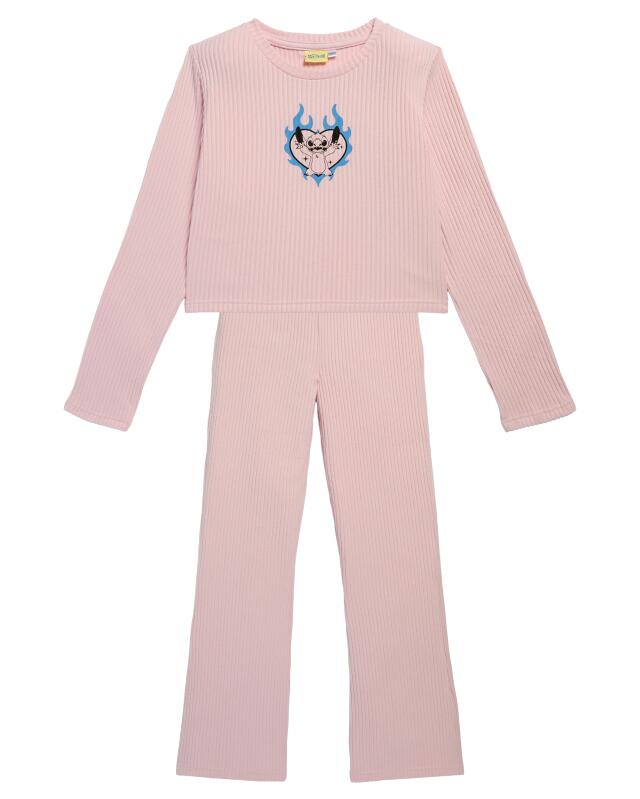 Fluffy top + trousers for girls, dusty pink (KiK Flauschshirt + Flauschhose (altrosa)) — KiK, authentic German product in Morocco
