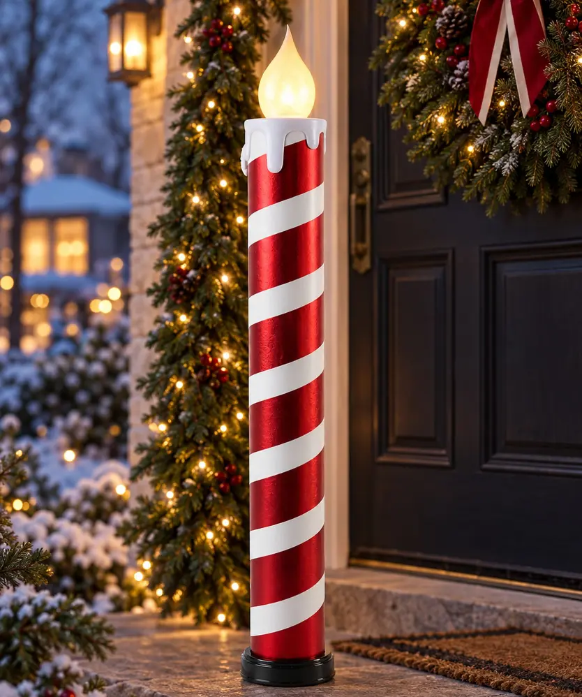 LED-Kerze Weihnachten, rot/weiß
