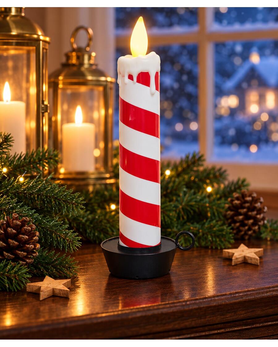 LED-Kerze Weihnachten, rot/weiß