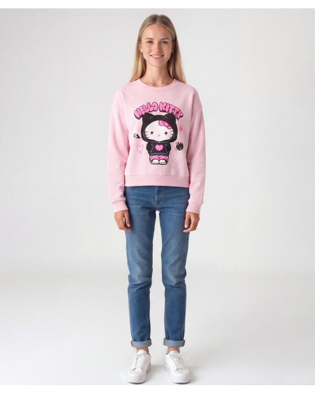 Sweatshirt with ribbed cuffs for girls, light pink (KiK Sweatshirt mit Rippbündchen (hellrosa)) — KiK, authentic German product in Morocco