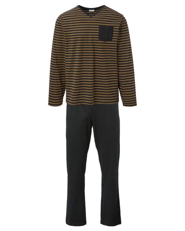 Pyjama à rayures homme, noir (KiK Pyjama mit Streifen (schwarz)) — KiK, produit allemand authentique au Maroc
