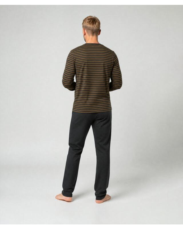Pyjama à rayures homme, noir (KiK Pyjama mit Streifen (schwarz)) — KiK, produit allemand authentique au Maroc