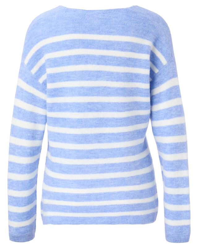 Pull en maille fine à rayures femme, bleu clair/blanc (KiK Feinstrickpullover mit Streifenmuster (hellblau/weiß)) — KiK, produit allemand authentique au Maroc