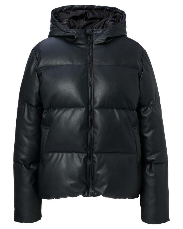 Veste en similicuir matelassée femme, noir (KiK Wattierte Kunstlederjacke (schwarz)) — KiK, produit allemand authentique au Maroc