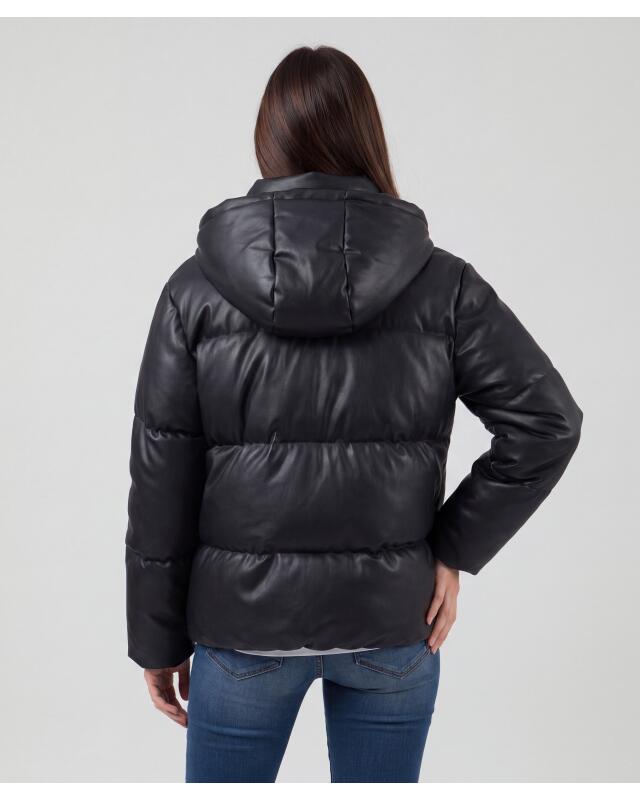 Veste en similicuir matelassée femme, noir (KiK Wattierte Kunstlederjacke (schwarz)) — KiK, produit allemand authentique au Maroc