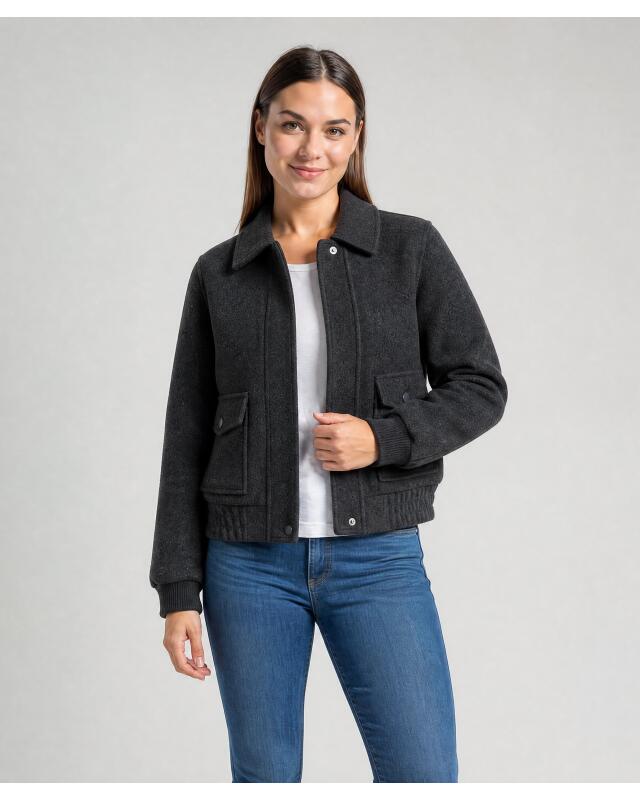 Wool-look jacket for women, grey (KiK Jacke in Wolloptik (grau)) — KiK, authentic German product in Morocco