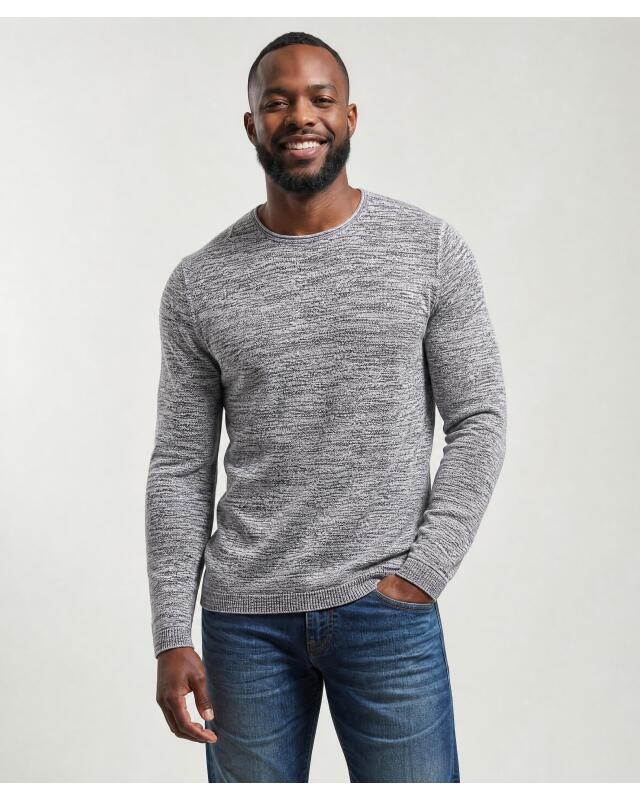 كنزة تريكو رفيعة من القطن للرجال، أنثراسيت مبرقش (KiK Feinstrickpullover aus Baumwolle (anthrazit melange)) — KiK, منتج ألماني أصلي في المغرب