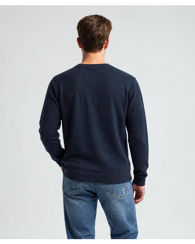 Fine-knit cotton jumper for men, navy (KiK Feinstrickpullover aus Baumwolle (dunkelblau)) — KiK, authentic German product in Morocco