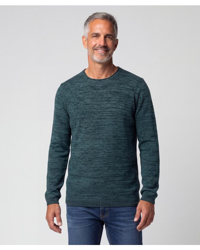 كنزة تريكو رفيعة من القطن للرجال، أخضر مبرقش (KiK Feinstrickpullover aus Baumwolle (grün melange)) — KiK, منتج ألماني أصلي في المغرب