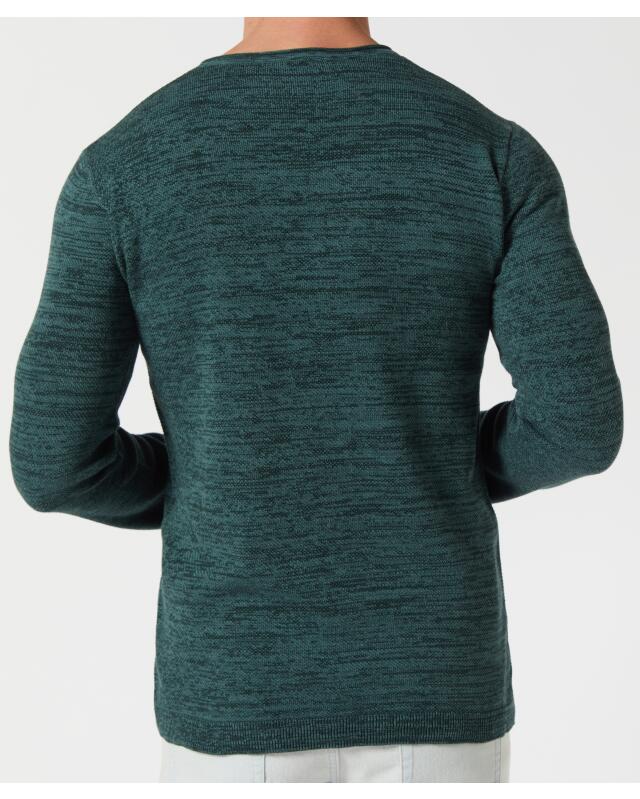 كنزة تريكو رفيعة من القطن للرجال، أخضر مبرقش (KiK Feinstrickpullover aus Baumwolle (grün melange)) — KiK, منتج ألماني أصلي في المغرب