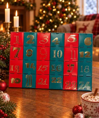 Adventskalender mit Tüten, bunt