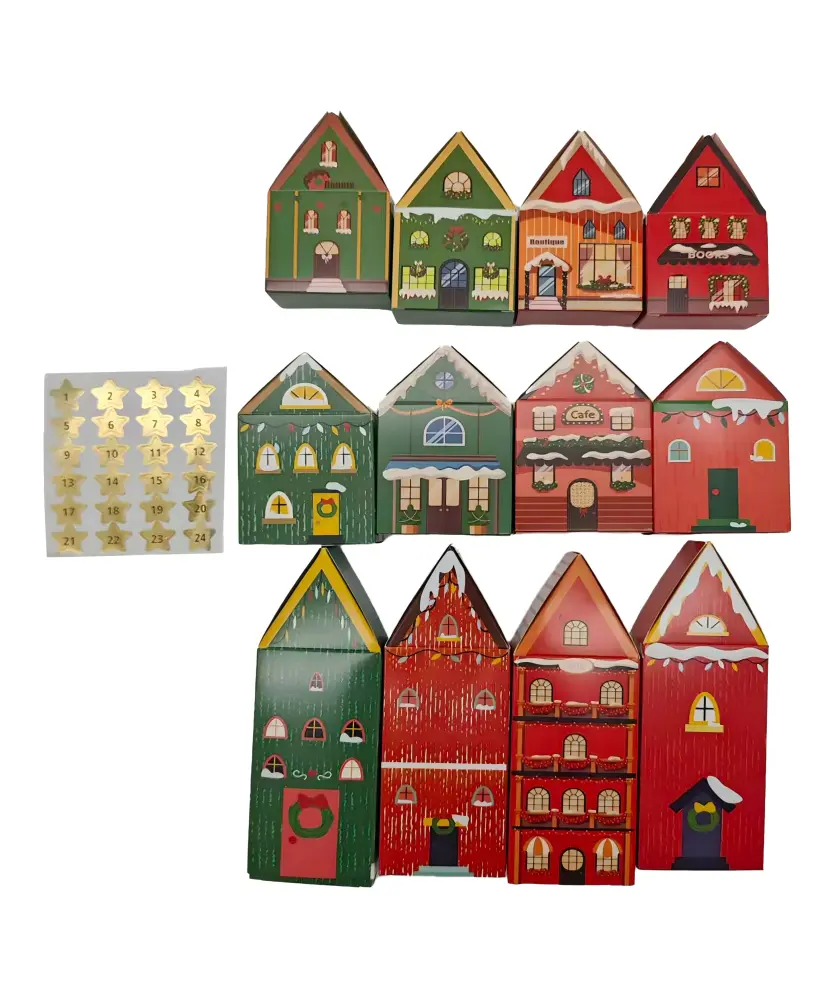 Adventskalender Häuser, bunt