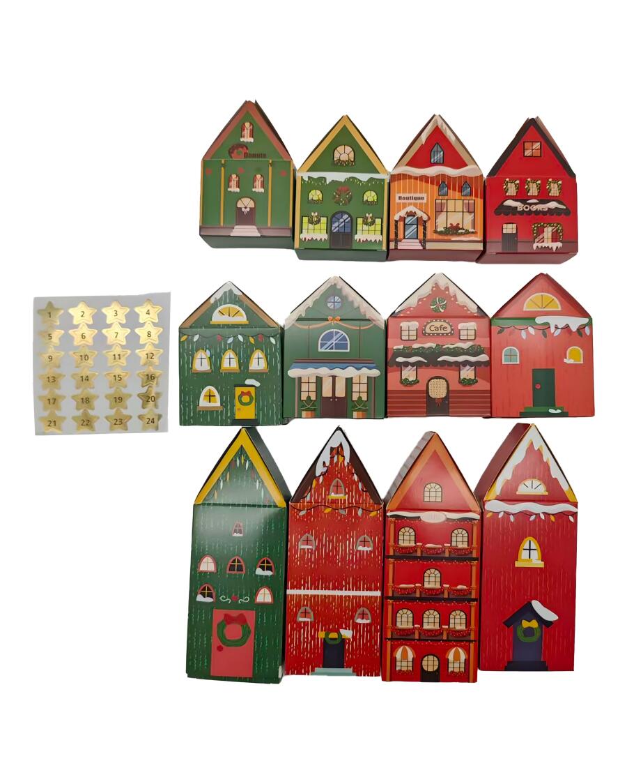 Adventskalender Häuser, bunt