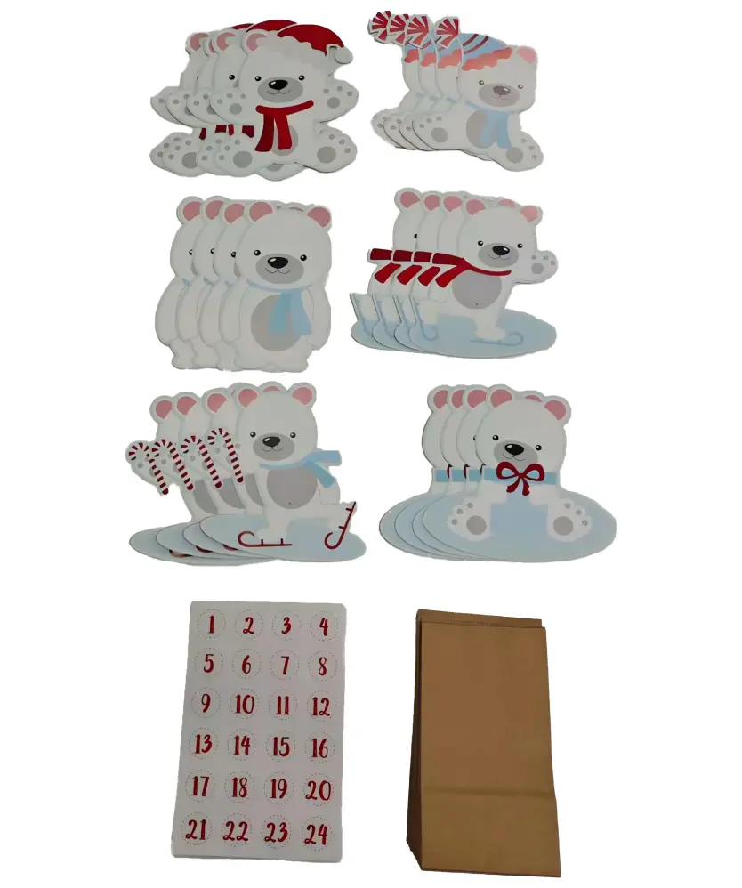 Adventskalender mit Stickern, weiß