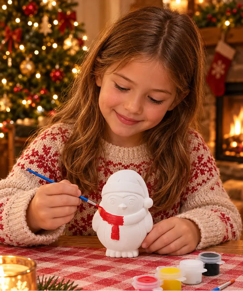 Weihnachts-Gipsfigur zum Bemalen, schwarz
