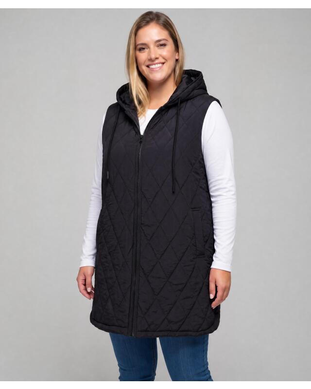 Gilet sans manches long femme, noir (KiK Longweste in Schwarz (schwarz)) — KiK, produit allemand authentique au Maroc