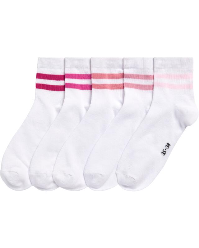 Socks with contrast stripes for women, white/hot pink — KiK, authentic German product in Morocco