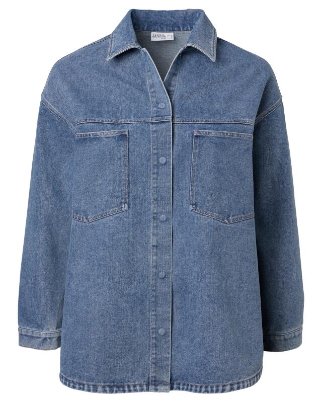 جاكيت جينز بجيوب على الصدر للنساء، جينز فاتح (KiK Jeansjacke mit Brusttaschen (jeansblau hell)) — KiK, منتج ألماني أصلي في المغرب
