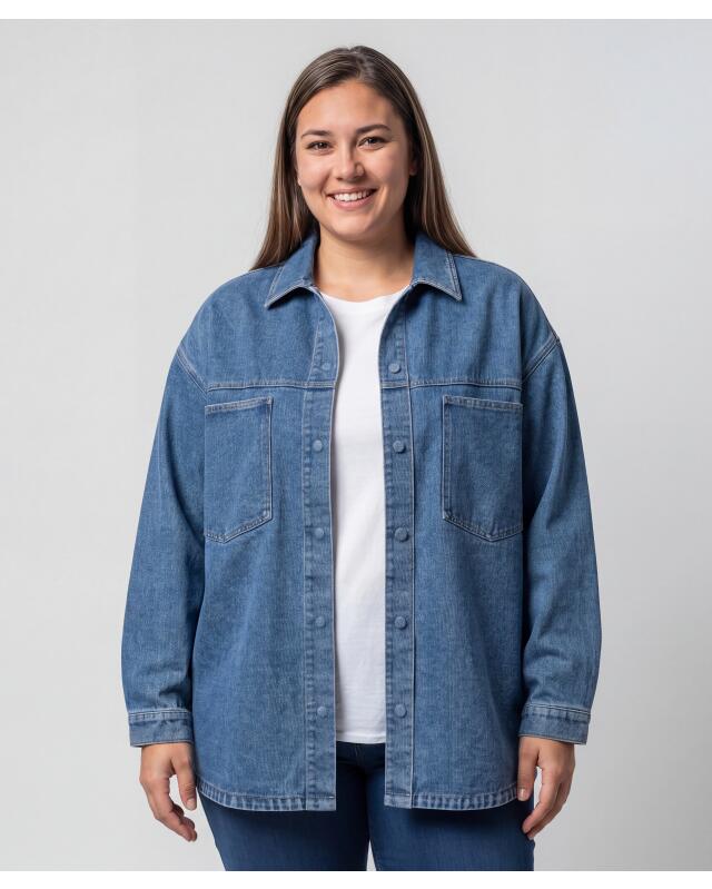 جاكيت جينز بجيوب على الصدر للنساء، جينز فاتح (KiK Jeansjacke mit Brusttaschen (jeansblau hell)) — KiK, منتج ألماني أصلي في المغرب
