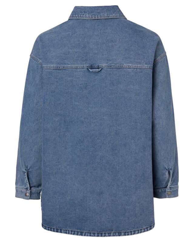 جاكيت جينز بجيوب على الصدر للنساء، جينز فاتح (KiK Jeansjacke mit Brusttaschen (jeansblau hell)) — KiK, منتج ألماني أصلي في المغرب