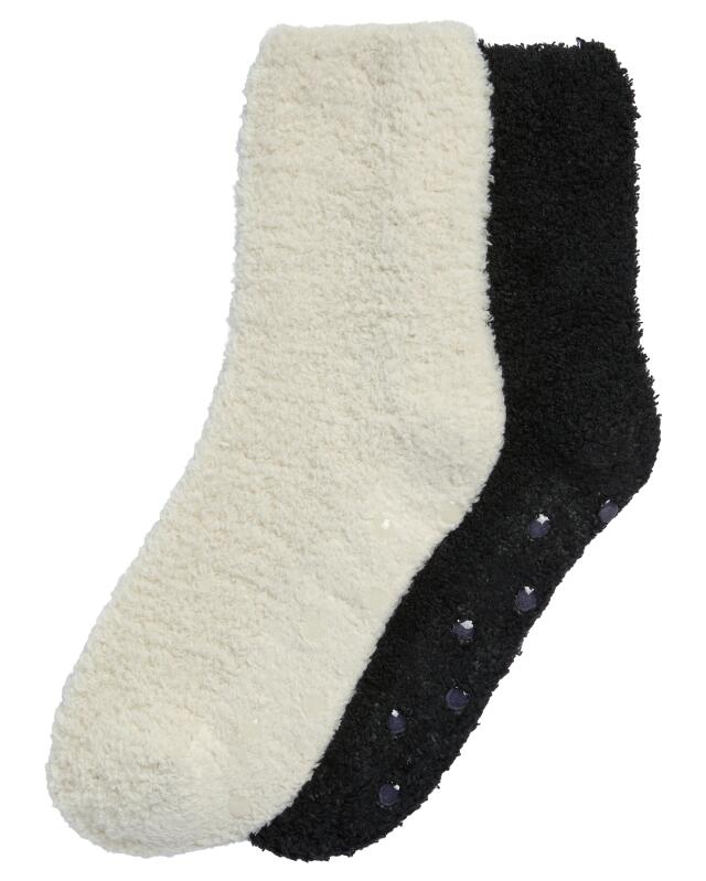 Fluffy non-slip socks for women, white/black — KiK, authentic German product in Morocco