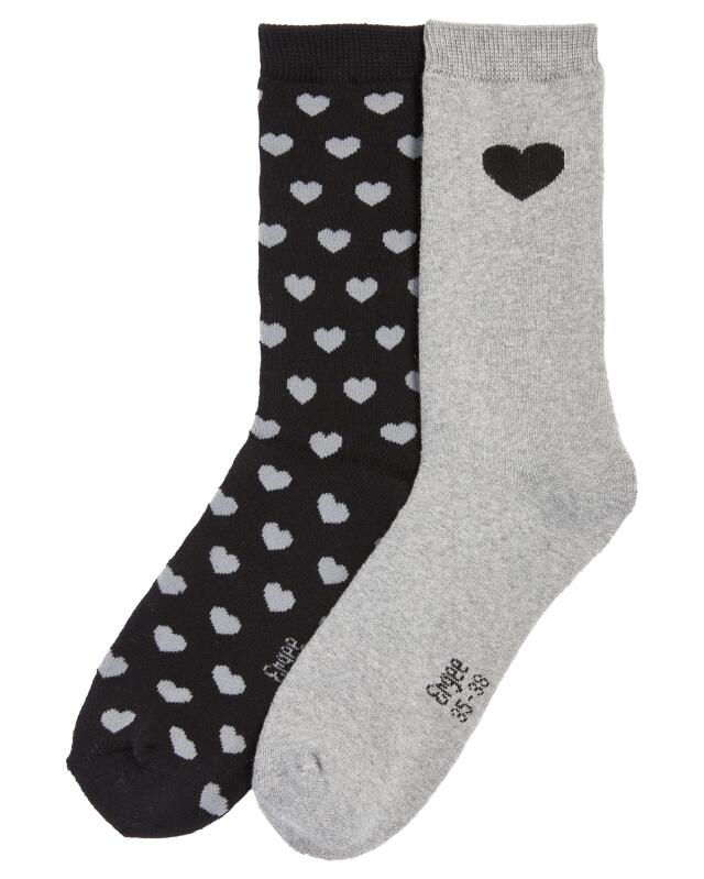 Full terry socks with hearts for women, black/grey — KiK, authentic German product in Morocco