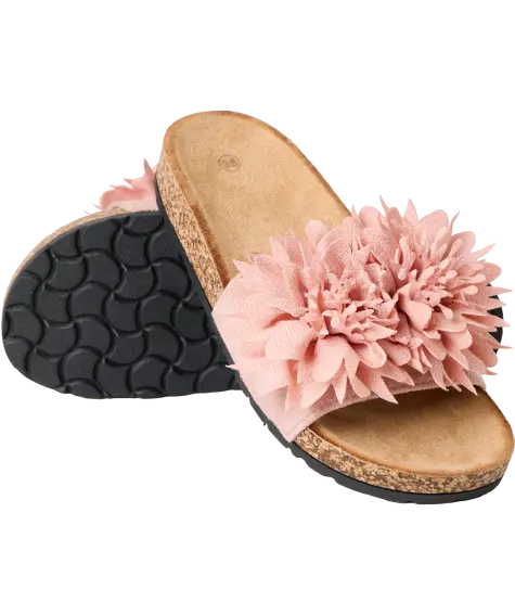 Slippers met bloemenapplicaties