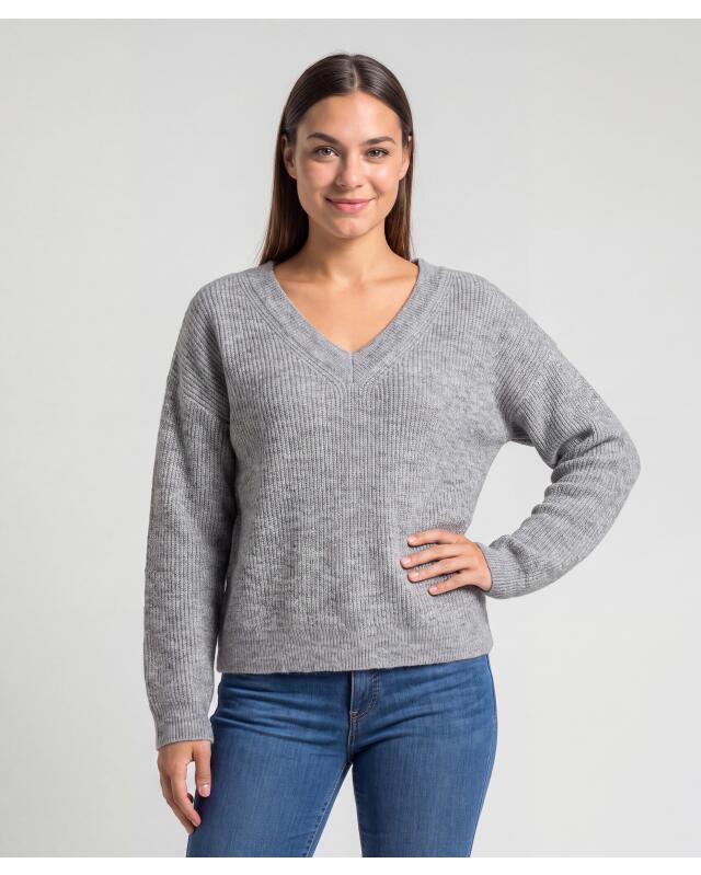 Pull en maille femme, gris chiné (KiK Strickpullover (grau melange)) — KiK, produit allemand authentique au Maroc