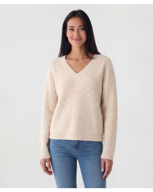 Pull en maille femme, beige chiné (KiK Strickpullover (Beige melange)) — KiK, produit allemand authentique au Maroc