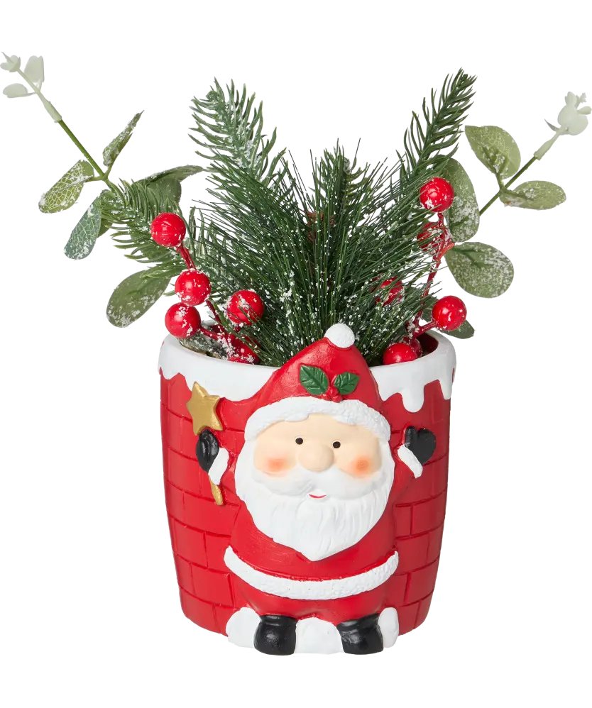Weihnachtsgesteck im Topf, rot