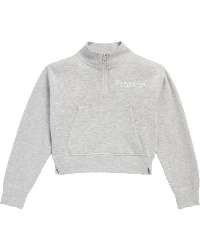 Sports zip-neck sweatshirt for girls, light grey marl (KiK Sport-Troyer mit Reißverschluss (hellgrau melange)) — KiK, authentic German product in Morocco