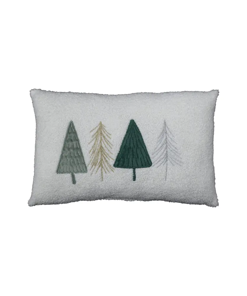 Weihnachtliches Kissen aus Teddyfleece, grün/weiß