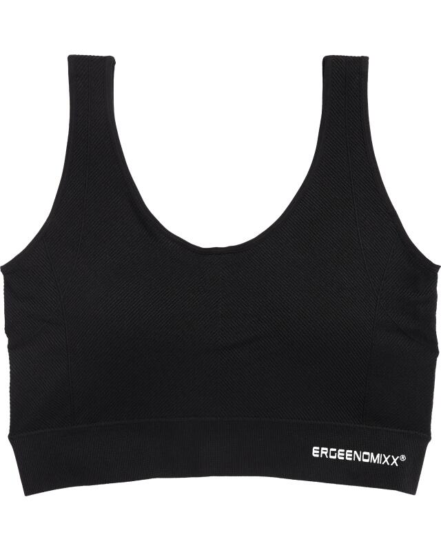 Brassière de sport côtelée femme, noir — KiK, produit allemand authentique au Maroc