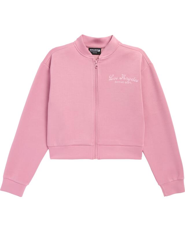 Veste sweat zippée de sport courte fille, vieux rose (KiK Sport-Sweatjacke cropped (altrosa)) — KiK, produit allemand authentique au Maroc
